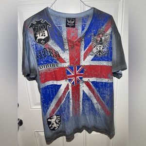 Bulzeye Black Label British Couture Tee. Size XXL EUC With Rhinestones